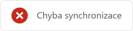 Ikona červeného křížku – chyba synchronizace